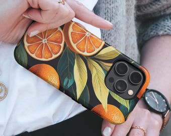 Orange Phone Case Botany Citrus Summer Fruit TOUGH Cover fit for iPhone, Samsung & Pixel
