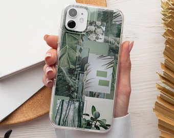 Collage Phone Case Sage Green Botany TOUGH Cover fit for iPhone 17 Pro Max, 16e, 15 Plus, 14, 13, 12, Samsung S25, S24, A56, Pixel 10, 9, 8A