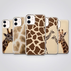 Custodia per telefono con stampa animalier e motivo giraffa beige, adatta per iPhone 16 Pro Max, 15 Plus, 14, 13, 12, 11, XS e Samsung S25, S24, A56, Pixel 9, 8A, 7