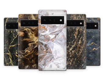 Gold Marble Phone Case Stone Glam Cover fit for Google Pixel 8, 8A, 7A, 7, 6, iPhone 15 Pro Max, 14 Plus, 13, 12, 11, Samsung S24, S23, A54