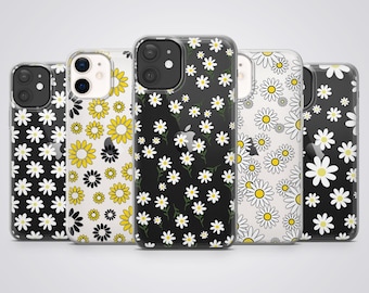 Clear Phone Case Daisy Spring Flower Cover fit for iPhone 17 Pro Max, 16e, 15 Plus, 14, 13, 12, XS & Samsung S25, S24, A56, Pixel 10, 9, 8A