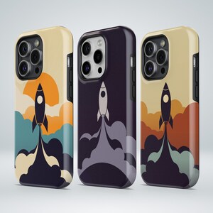 Rocket Phone Case Space Sci-Fi TOUGH Cover fit for iPhone 16 Pro Max, 15 Plus, 14, 13, 12, 11, XS & Samsung S25, S24, A56, Pixel 9, 8A, 7