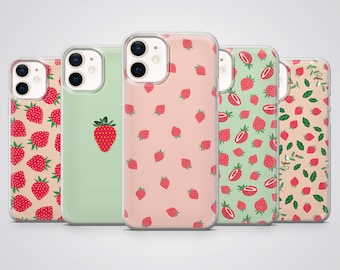 Strawberry Phone Case Cute Summer Fruit Cover fit for iPhone 17 Pro Max, 16e, 15 Plus, 14, 13, XS & Samsung S25, S24, A56, Pixel 10, 9, 8A