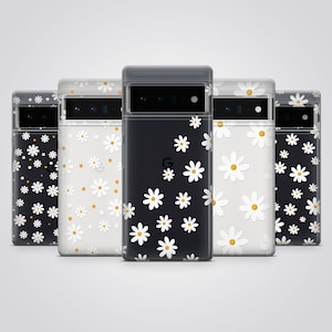 Clear Phone Case Cute Daisy Flower Cover fit for iPhone 17 Pro Max, 16 Plus, 15, 14, 13, XS & Samsung S25, S24, S23, A56, Pixel 10, 9, 8A