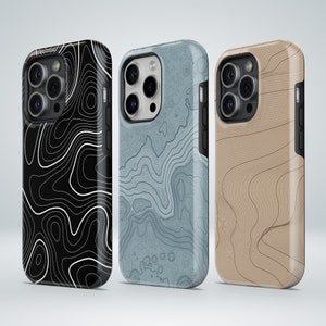 Topografie Handyhülle Wavy Line TOUGH paßt für iPhone 16 Pro Max, 15 Plus, 14, 13, 12, 11, XS & Samsung S25, S24, A56, Pixel 9, 8A, 7