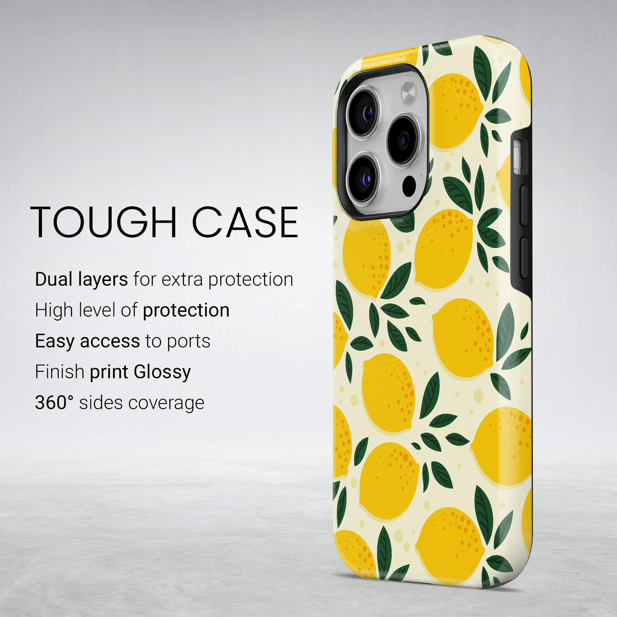 Lemon Phone Case Citrus Fruit TOUGH Cover Fit for iPhone 17 Pro