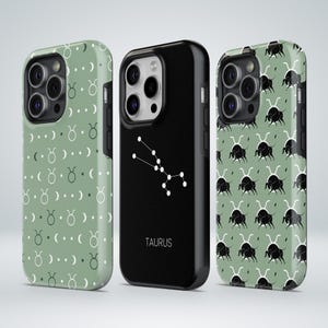 Taurus Phone Case Custom Zodiac TOUGH Cover fit for iPhone 17 Pro Max, 16e, 15 Plus, 14, 13, 12, XS & Samsung S25, S24, A56, Pixel 10, 9, 8A