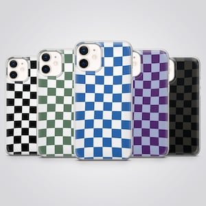 Checkered Phone Case Check Pattern Cover fit for iPhone 16 Pro Max, 15 Plus, 14, 13, 12, 11, XS & Samsung S25, S24, S23, A56, Pixel 9, 8A, 7