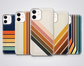Retro Streifen Handyhülle, Vintage Schutzhülle, passend für iPhone 17 Pro Max, 16e, 15 Plus, 14, 13, 12, XS & Samsung S25, S24, A56, Pixel 10, 9, 8A