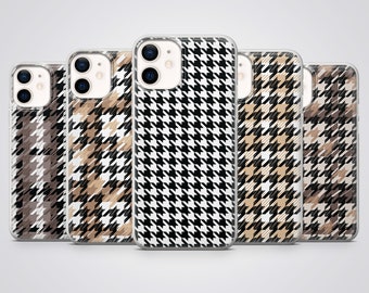 Hundtandsmönster mobilskal med tartanmönster, passar iPhone 17 Pro Max, 16e, 15 Plus, 14, 13, XS och Samsung S25, S24, A56, Pixel 10, 9, 8A