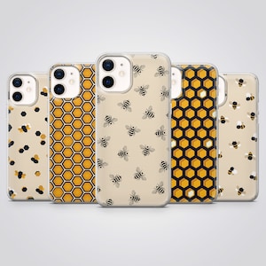 Bee Phone Case Bumblebee Honeycomb Cover fit for iPhone 17 Pro Max, 16 Plus, 15, 14, 13, XS & Samsung S25, S24, S23, A56, Pixel 10, 9, 8A
