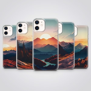 Mountains Phone Case Wanderlust Sunset Cover fit for iPhone 17 Pro Max, 16e, 15 Plus, 14, 13, XS & Samsung S25, S24, A56, Pixel 10, 9, 8A, 7