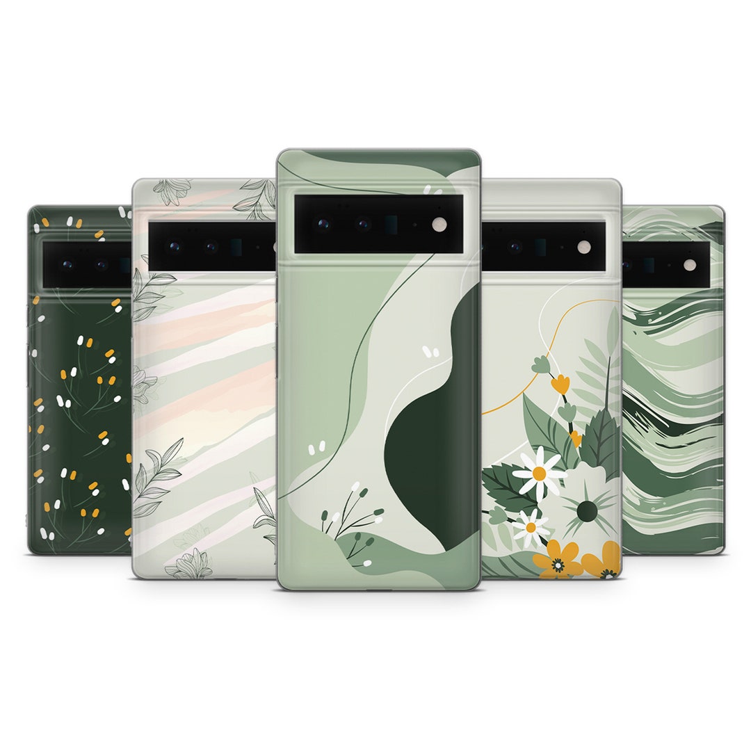 Sage Green Phone Case Cute Floral Cover Fit for Google Pixel 8, 8A, 7A