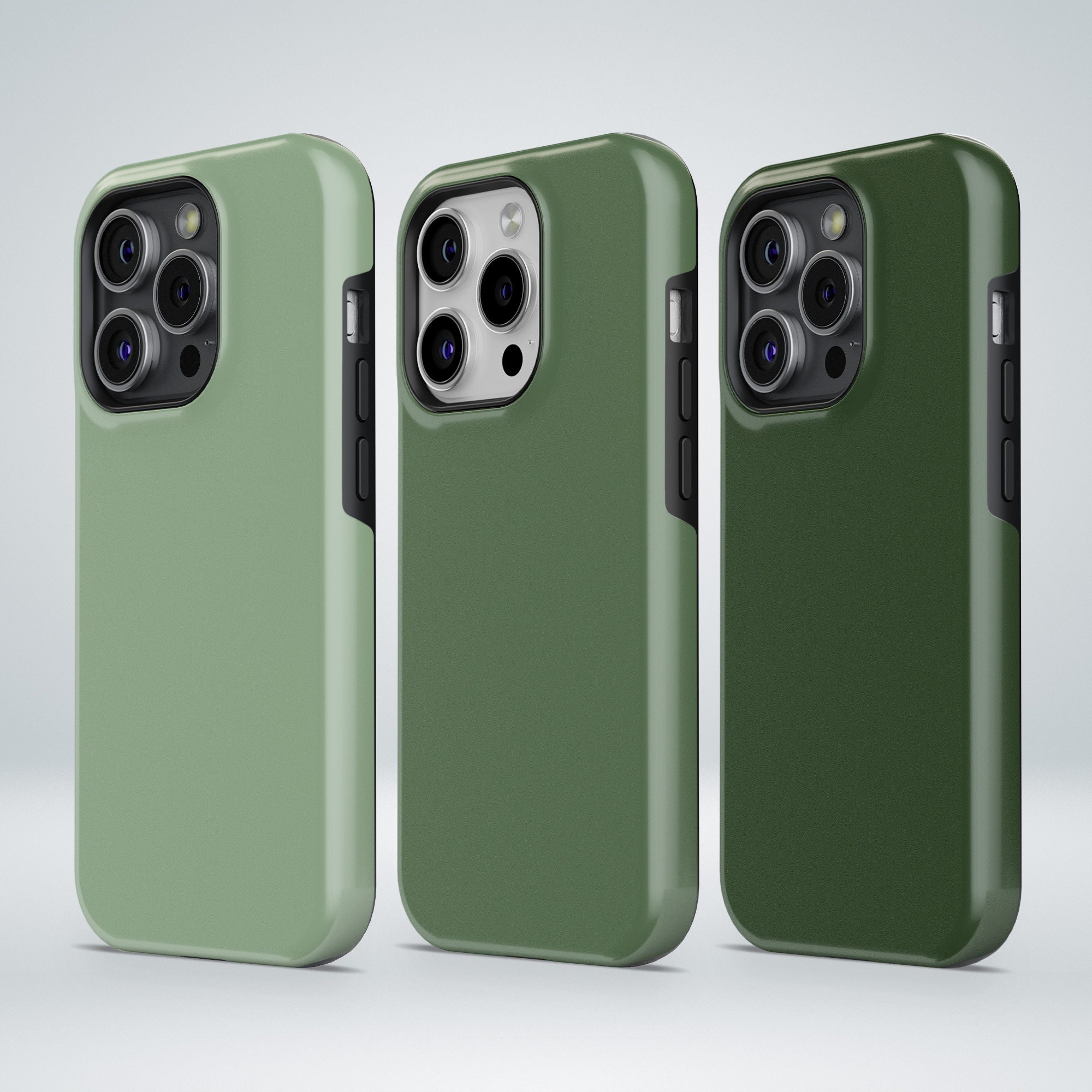 Sage Green Phone Case Pastel Glossy TOUGH Cover Fit for iPhone 17