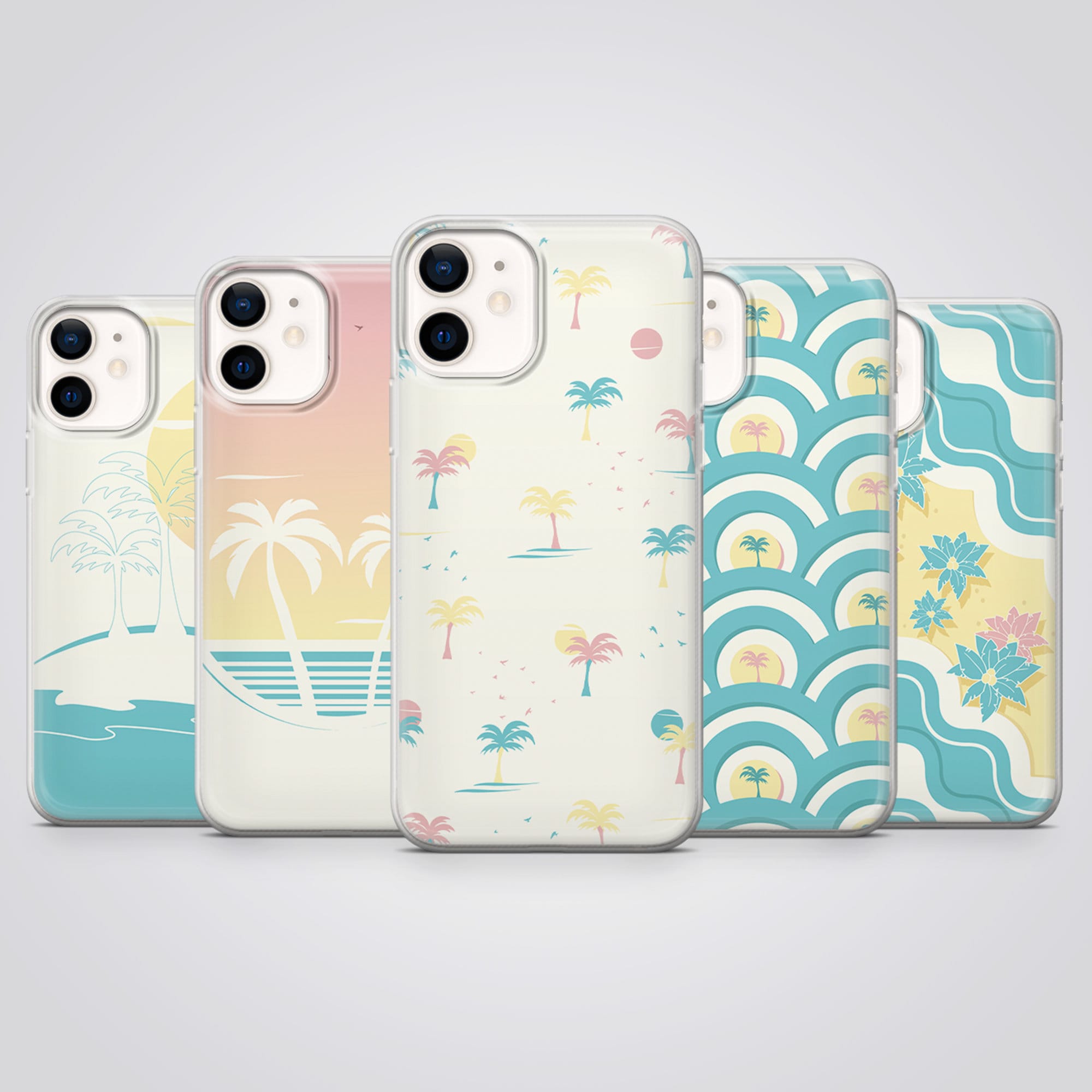Beach Phone Case Ocean Wave Palm Tree Cover Fit for iPhone