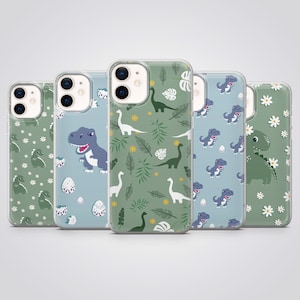 Dinosaur Phone Case Cute Dino Daisy Cover fit for iPhone 17 Pro Max, 16 Plus, 15, 14, 13,  XR, XS & Samsung S25, S24, A56, Pixel 10, 9, 8A