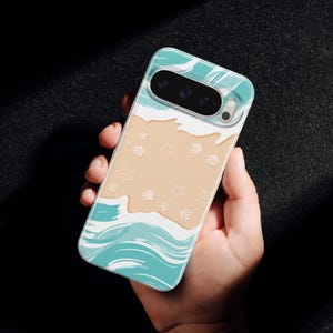 Ocean Wave Phone Case Seashell Beach Cover fit for Google Pixel 10, 9A, iPhone 17 Pro Max, 16e, 15 Plus, Samsung S26, S25, A57