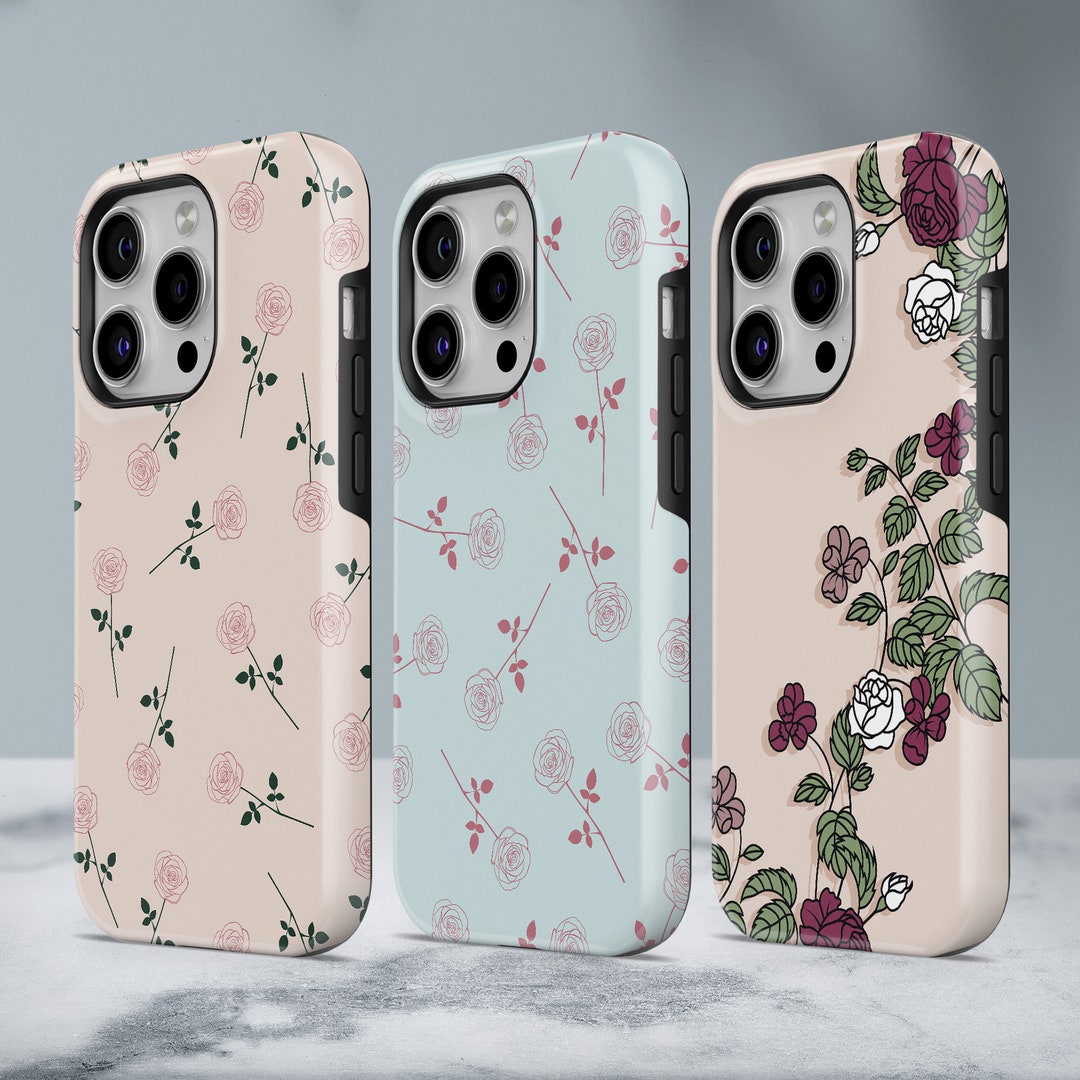 Rose Phone Case Cute Minimalist TOUGH Cover Fit for iPhone 15 Pro Max
