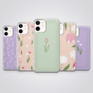 Custodia per telefono con motivo a tulipano, motivo primaverile, adatta per iPhone 16 Pro Max, 15 Plus, 14, 13, 12, 11, XR, XS e Samsung S25, S24, A56, Pixel 9, 8, 7A