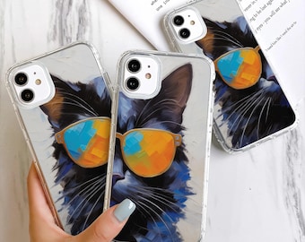 Cat Phone Case Modern Abstract Cover fit for iPhone 17 Pro Max, 16e, 15 Plus, 14, 13, 12, XS & Samsung S25, S24, A56, Pixel 10, 9, 8A