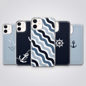 Custodia per telefono nautica minimalista, adatta per iPhone 16 Pro Max, 15 Plus, 14, 13, 12, 11, XS e Samsung S25, S24, A56, Pixel 9, 8A, 7
