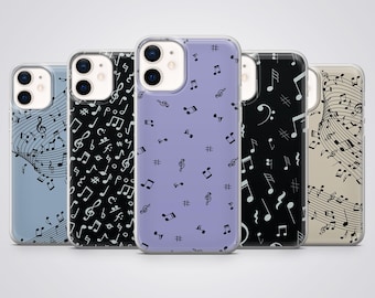 Music Notes Phone Case Minimalist Cover fit for iPhone 17 Pro Max, 16e, 15 Plus, 14, 13, 12, XS & Samsung S25, S24, A56, Pixel 10, 9, 8A