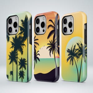 Palm Tree Phone Case Beach Sunset TOUGH Cover fit for iPhone 16 Pro Max, 15 Plus, 14, 13, 12, 11, XS & Samsung S25, S24, A56, Pixel 9, 8A, 7