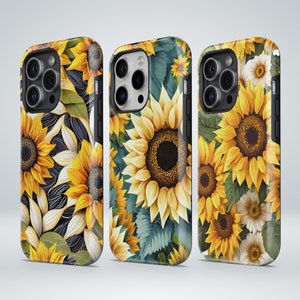 Sunflower Phone Case Botany Leafy TOUGH Cover fit for iPhone 16 Pro Max, 15 Plus, 14, 13, 12, 11, XS & Samsung S25, S24, A56, Pixel 9, 8A, 7