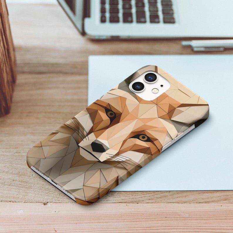 Fox Phone Case Geometric Origami TOUGH Cover Fit for iPhone 16 Pro Max