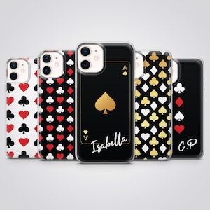 Pokertelefoonhoes Custom Card Game Ace Cover geschikt voor iPhone 16 Pro Max, 15 Plus, 14, 13, 12, 11, XS en Samsung S25, S24, A56, Pixel 9, 8A, 7