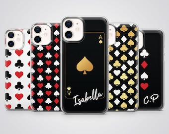 Poker Phone Case Custom Card Game Ace Cover fit for iPhone 17 Pro Max, 16e, 15 Plus, 14, 13, XS & Samsung S25, S24, A56, Pixel 10, 9, 8A