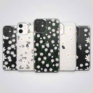 Süße Daisy Flower Cover passend für iPhone 16 Pro Max, 15 Plus, 14, 13, 12, 11, XS & Samsung S25, S24, S23, A56, Pixel 9, 8A, 7