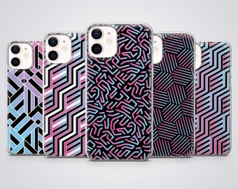 Gradient Phone Case Geometric Stripe Pattern Cover fit for iPhone, Samsung & Pixel