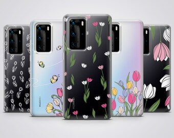 うのにもお得な Clear Phone Case Cute Tulip Flower Cover Fit for iPhone 16 小物