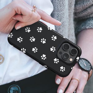 Custodia per telefono con impronta di zampa, elegante motivo minimalista, resistente, adatta per iPhone, Samsung e Pixel.