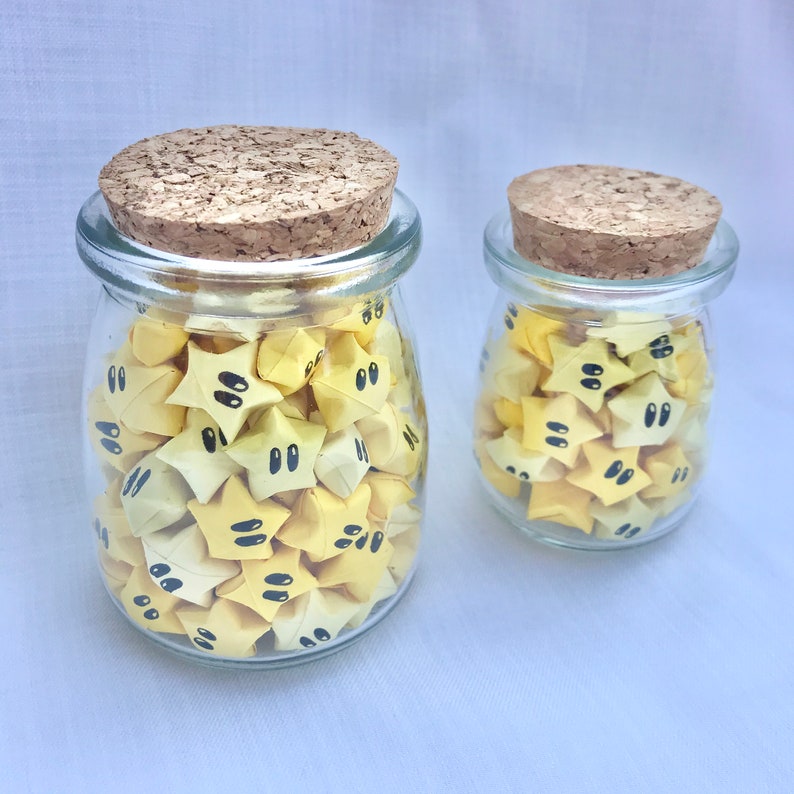 Origami Lucky Stars in a Jar Super Star Mario Nintendo Etsy