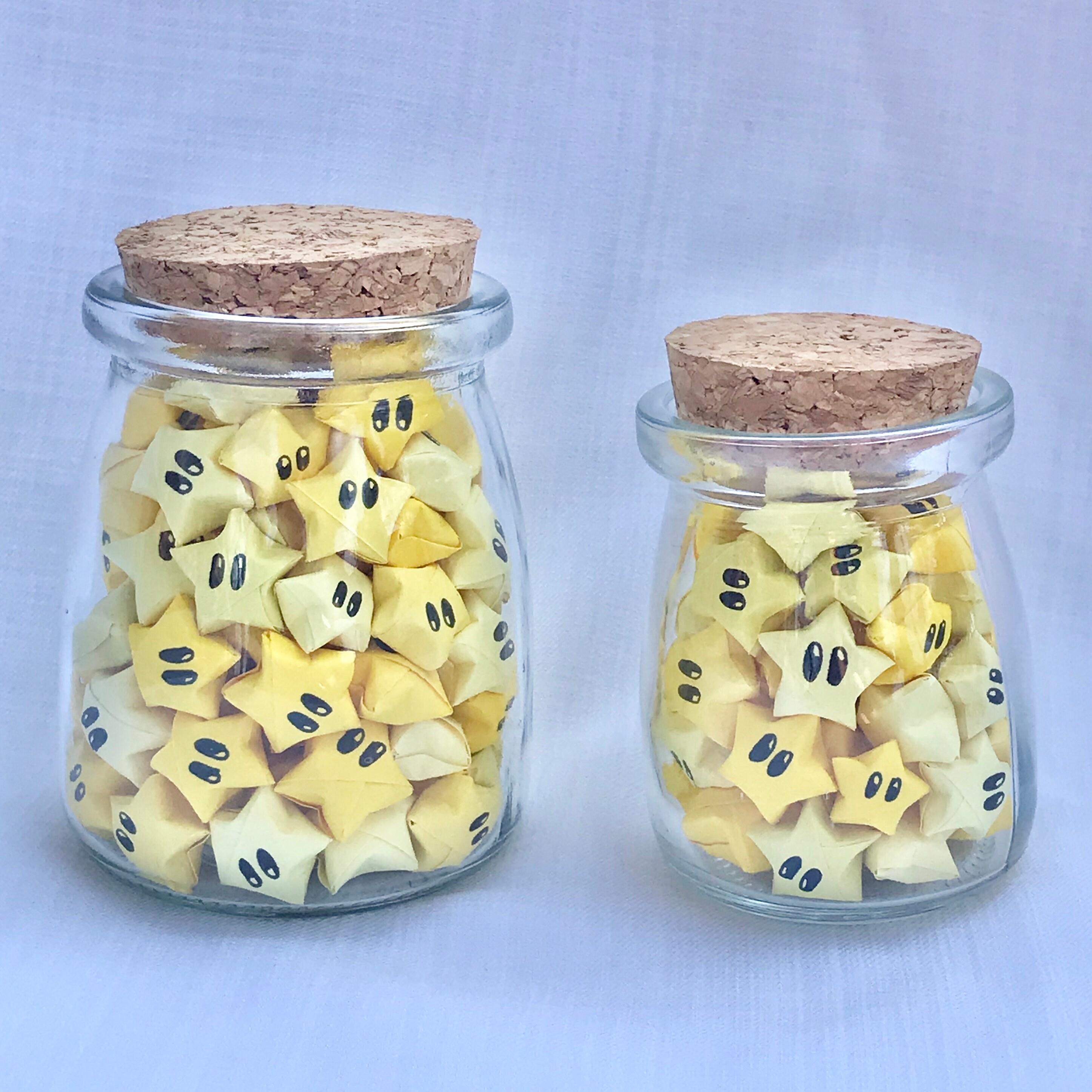 Origami Lucky Stars in a Jar Super Star Mario Nintendo Etsy