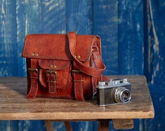 Small Vintage Style Satchel - Genuine Leather