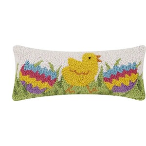 Chick and Easter Egg - wool Hook Cushion