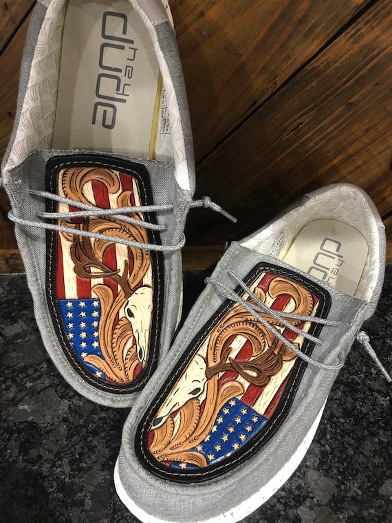 custom tooled hey dudes