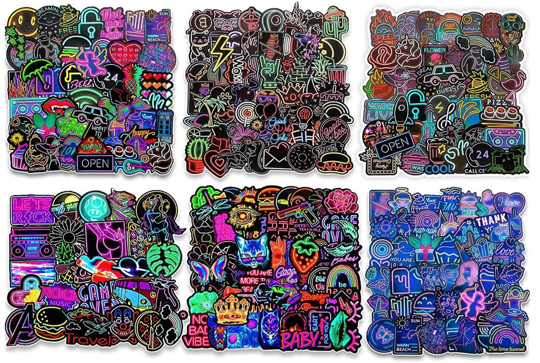 50pcs NEON Random Sticker Pack! - Etsy