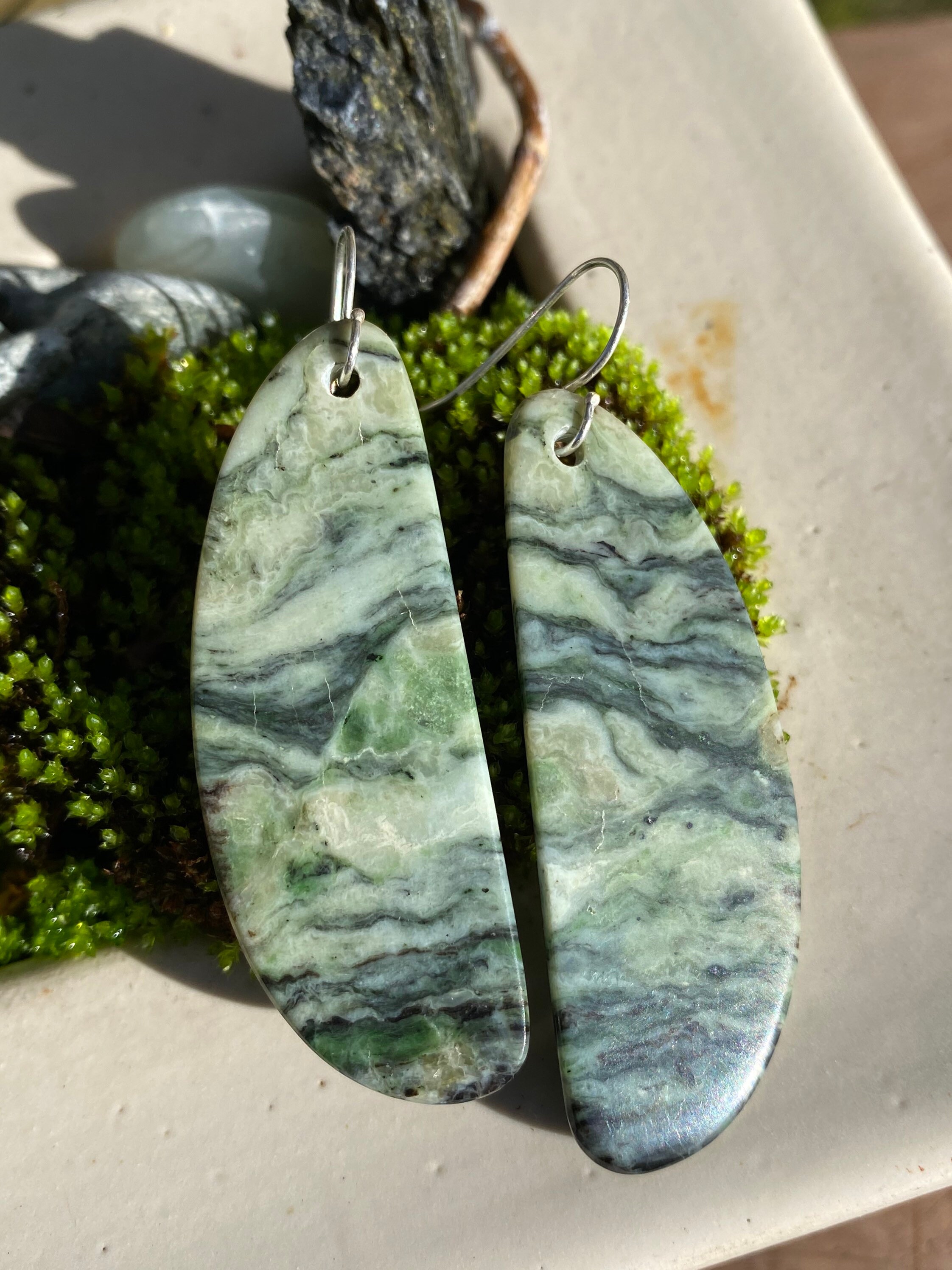 Eel river Ca Jade earrings. Very nice character and color. | Etsy