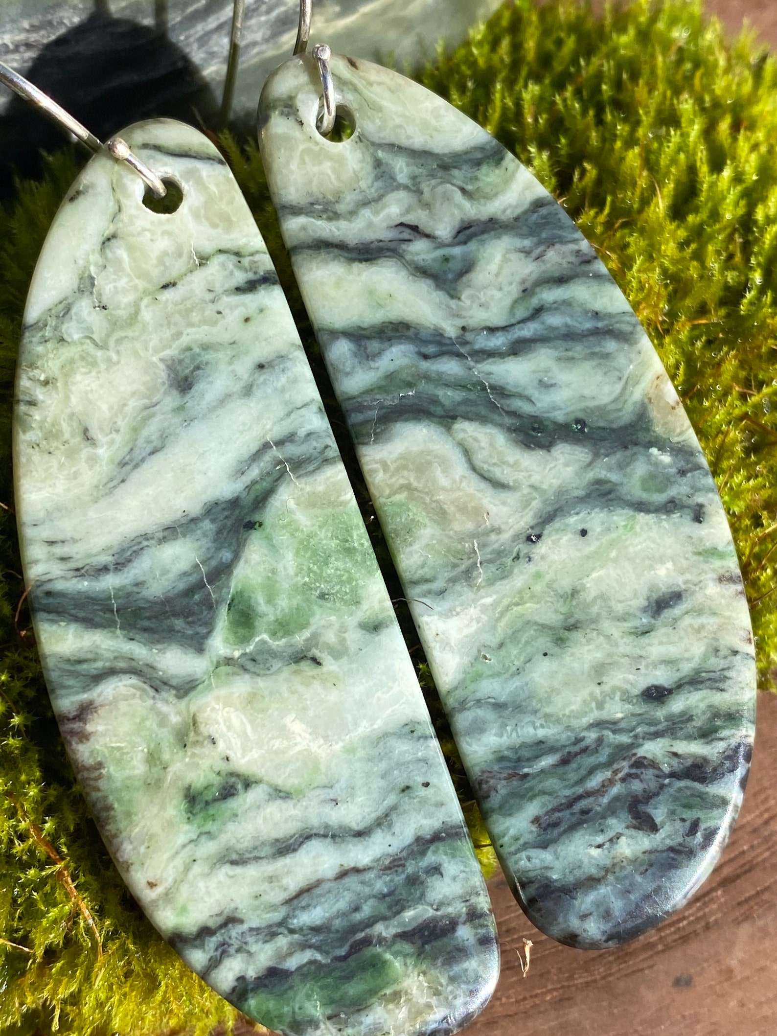 Eel river Ca Jade earrings. Very nice character and color. | Etsy