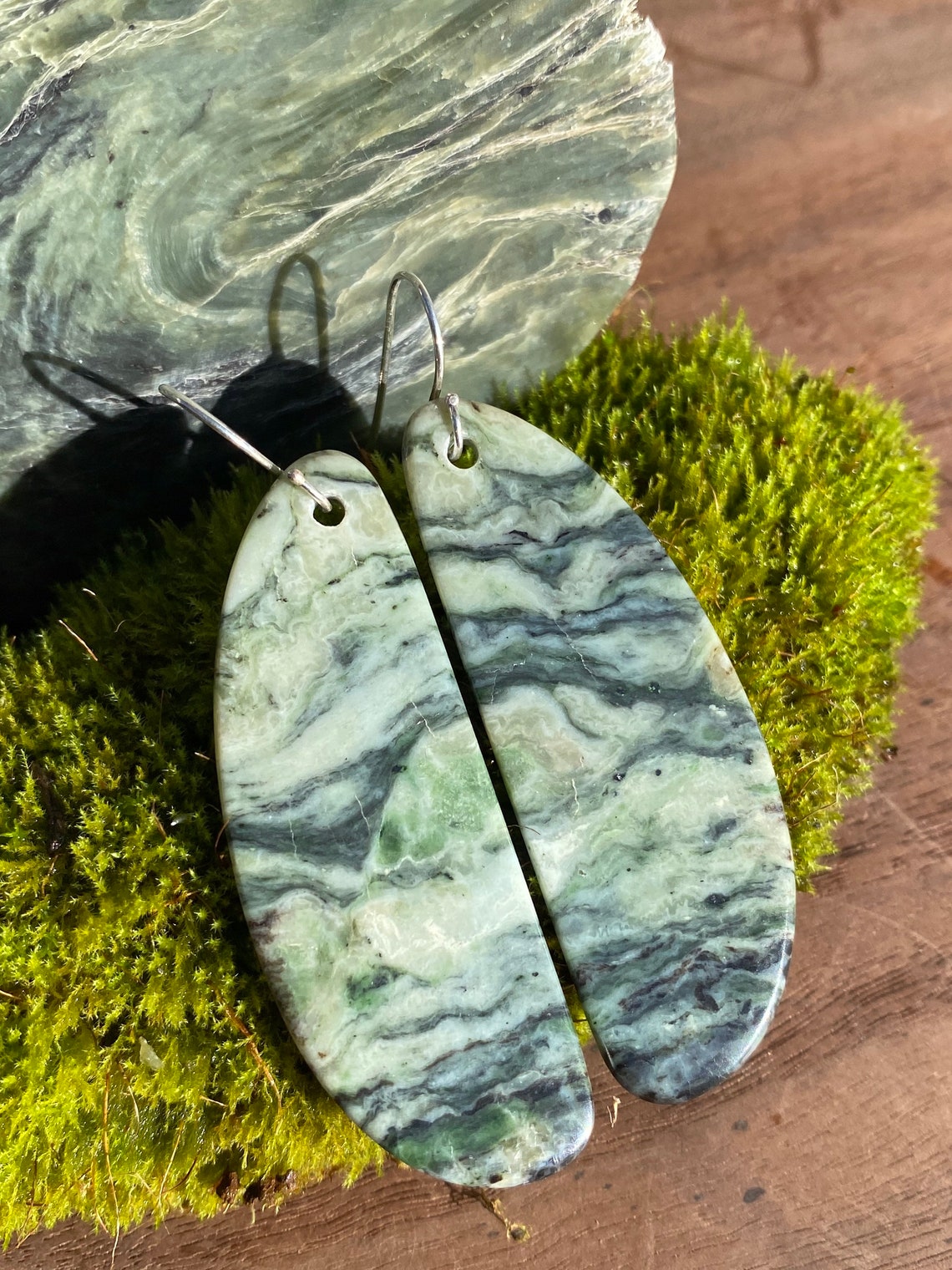 Eel river Ca Jade earrings. Very nice character and color. | Etsy