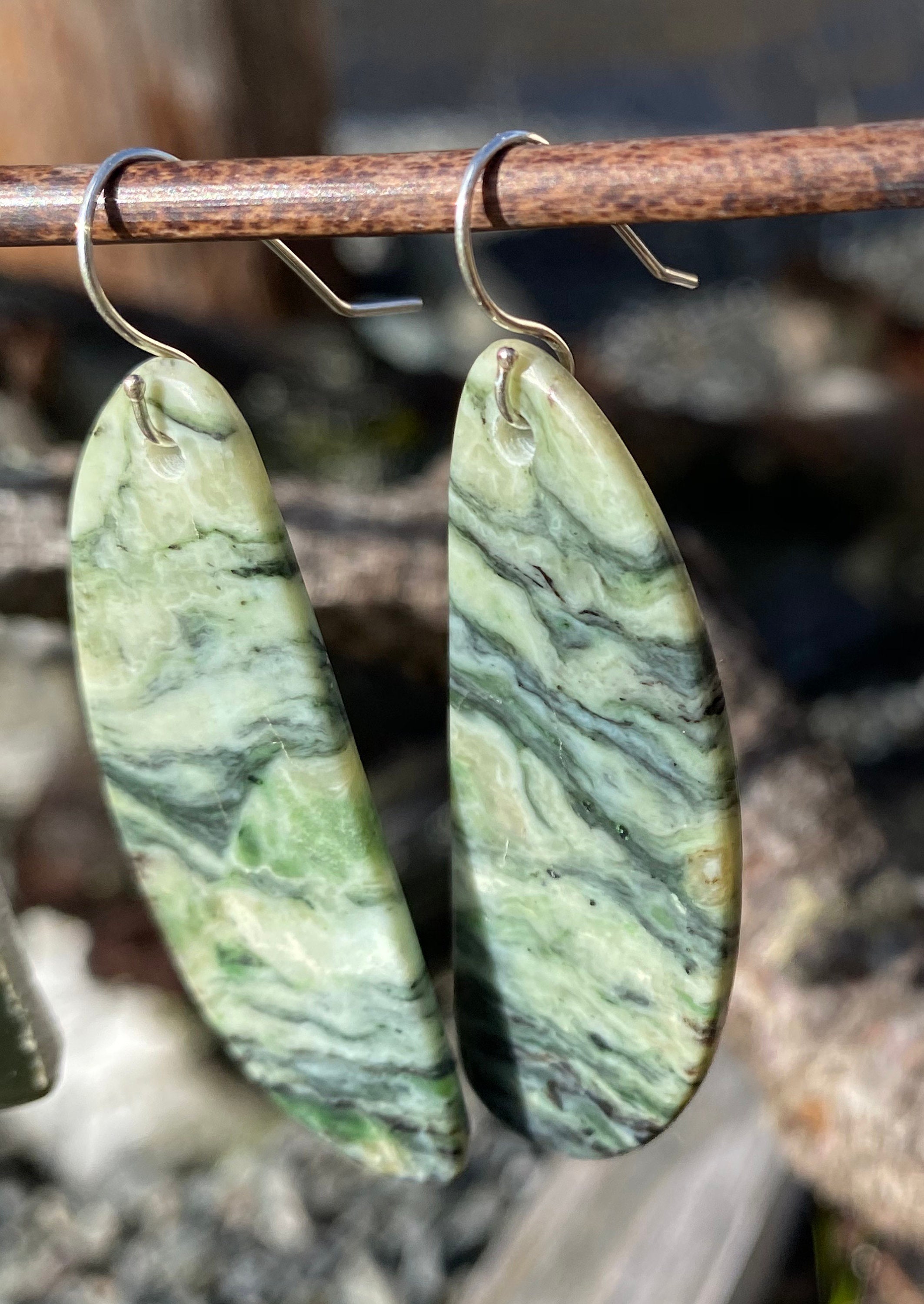 Eel river Ca Jade earrings. Very nice character and color. | Etsy