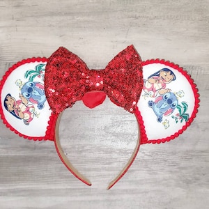 Ready to ship** Lilo & Stitch Minnie Ears and Mask Combo, Lilo and Stitch inspired Minnie Ears