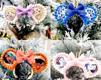 Ready to ship**Disney Minnie Ears Mini Ornament,  Over 70 designs! Miniature Minnie Ears, Disney Ornaments