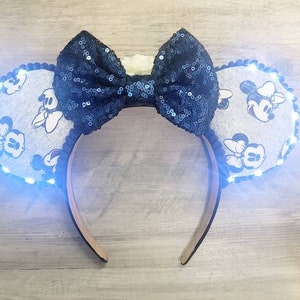 Versandfertig** Marineblaue Mickey und Minnie Ohren & Maske Combo, Marineblaue und graue Minnie Ohren, Disney Denim Minnie Ohren