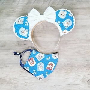Ready to ship**Frozen Minnie Ears & Mask Combo, Olaf inspired Minnie Ears, Elsa inspired Minnie Ears, Anna Inspired Minnie Ears