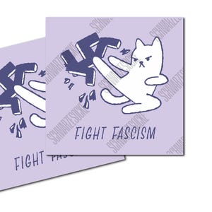 Aufkleber: Fight fascism cat (30 Stück)